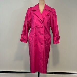 Laura Winston‎ 80s 90s Vintage Hot Pink Belted Double Breasted Trench 9/10